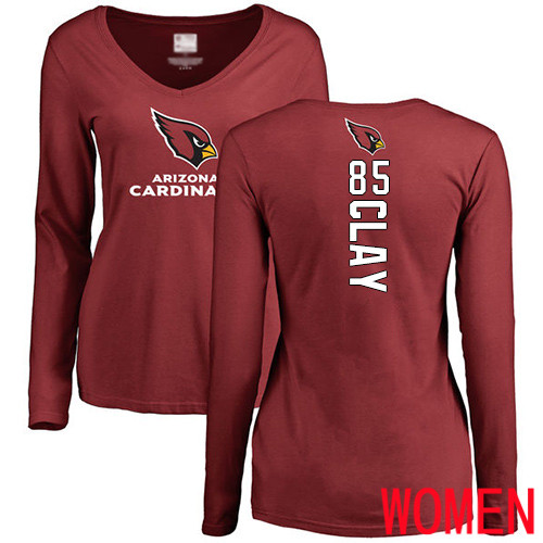 Arizona Cardinals Maroon Women Charles Clay Backer NFL Football #85 Long Sleeve T Shirt